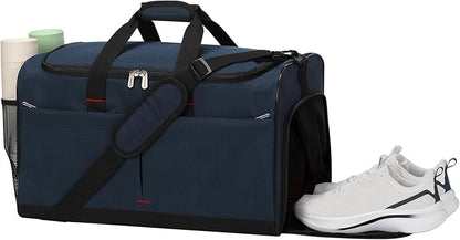 21 inch Gym Bag for Men with Shoe & Wet Compartment - 55L Duffle Bag for Travel Sport (Navy Blue)