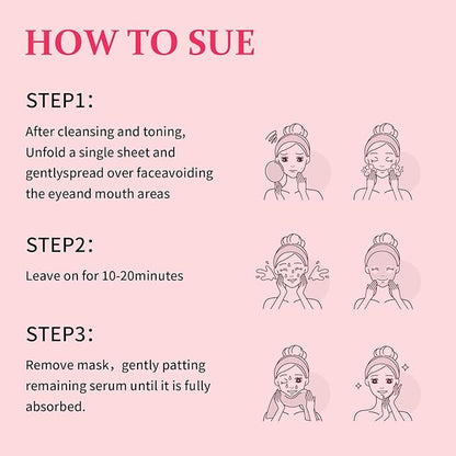 Face Mask Skin Care Anti Aging Facial Mask Sheets Mask Face Masks Beauty Rose Sheet Masks for Face Bulk Face Masks Skincare Facial Masks 10 Sheets