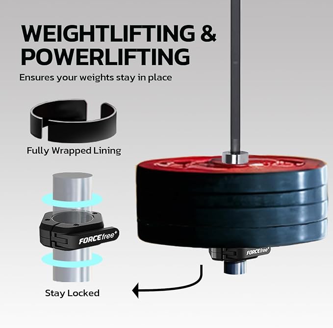 Barbell Clips (Pair), Barbell Clamps, Quick Release Olympic Barbell Clamps with Anti Slip TPR Grip, Barbell Collars for Secure Weightlifting & Powerlifting (Black) (NO MAG, Black)