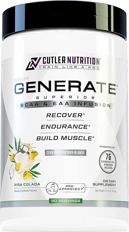 Cutler Nutrition Generate EAA and BCAA Powder: Best Branched Chain Amino Acids Supplement with