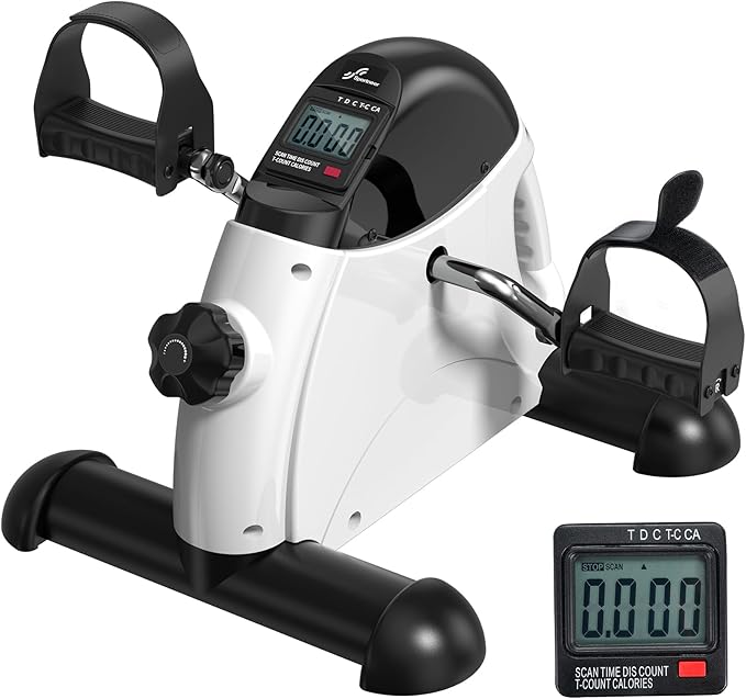 Sportneer Under Desk Bike Pedal Exerciser: Mini Exercise Bike Portable Peddler Sitting for Seniors with LCD Display Arm & Leg Bike Pedals Exerciser with Anti-Skid Mat for Home Office