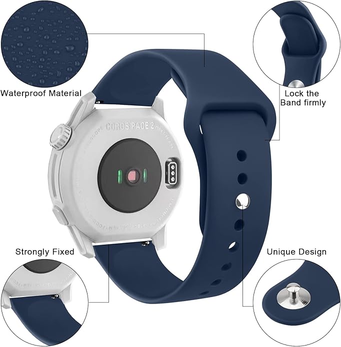 Amzpas Silicone Band for Coros PACE 2/ APEX 42mm/ APEX 2, 20mm Quick-Release Replacement Wristband Sport Strap for Men Women