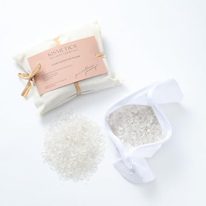 Weighted Eye Pillow for Relaxation, Sleeping, Yoga, SPA and Travelling, 100% Natural Clear Quartz,Cooling Eye Pillow, Reusable and Good Relaxation Gift for Women