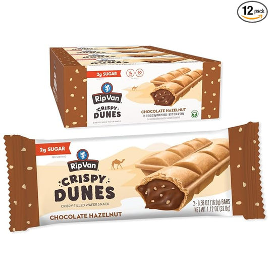 Crispy Dunes Vegan Chocolate Hazelnut Wafer Sticks ??Low-Calorie Keto Snack with Hazelnut Cream