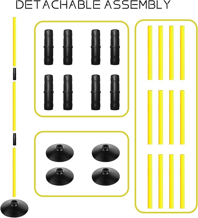 TNZMART 3.9FT Detachable Speed Agility Poles Agility Training Poles Set Adjustiable Height Soccer Poles with Rubber Base