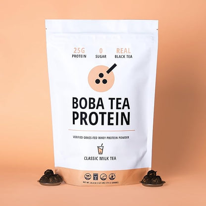 Classic Milk Tea Protein Powder | 25g Grass-Fed Whey Protein Isolate Powder | Gluten-Free & Soy-Free Bubble Tea Protein Drink | Real Ingredients & Lactose-Free | 19 Servings