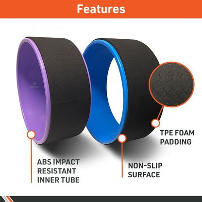 Body Sport Yoga Wheel, 5 in. x 12.6 in. - Cushioned Back Roller & Support Aid for Stretching