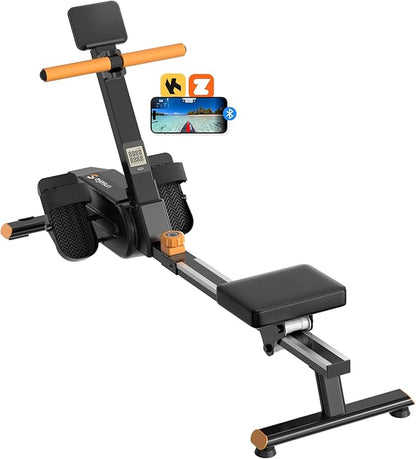 Magnetic Rowing Machines for Home, Rower Machine with 16 Levels Powerful Silent Magnetic Resistance, 350lbs Weight Capacity, LCD Monitor, Silent Rail System, Compact Row Machine for Home Gym Exercise