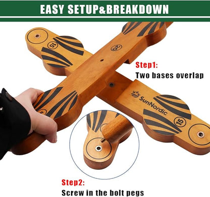 Wooden Ring Toss Game Set, Backyard Beach Camping Game with Toss Rings & Portable Carrying Bag, Outdoor Lawn & Yard Games for Kids, Adults & Family