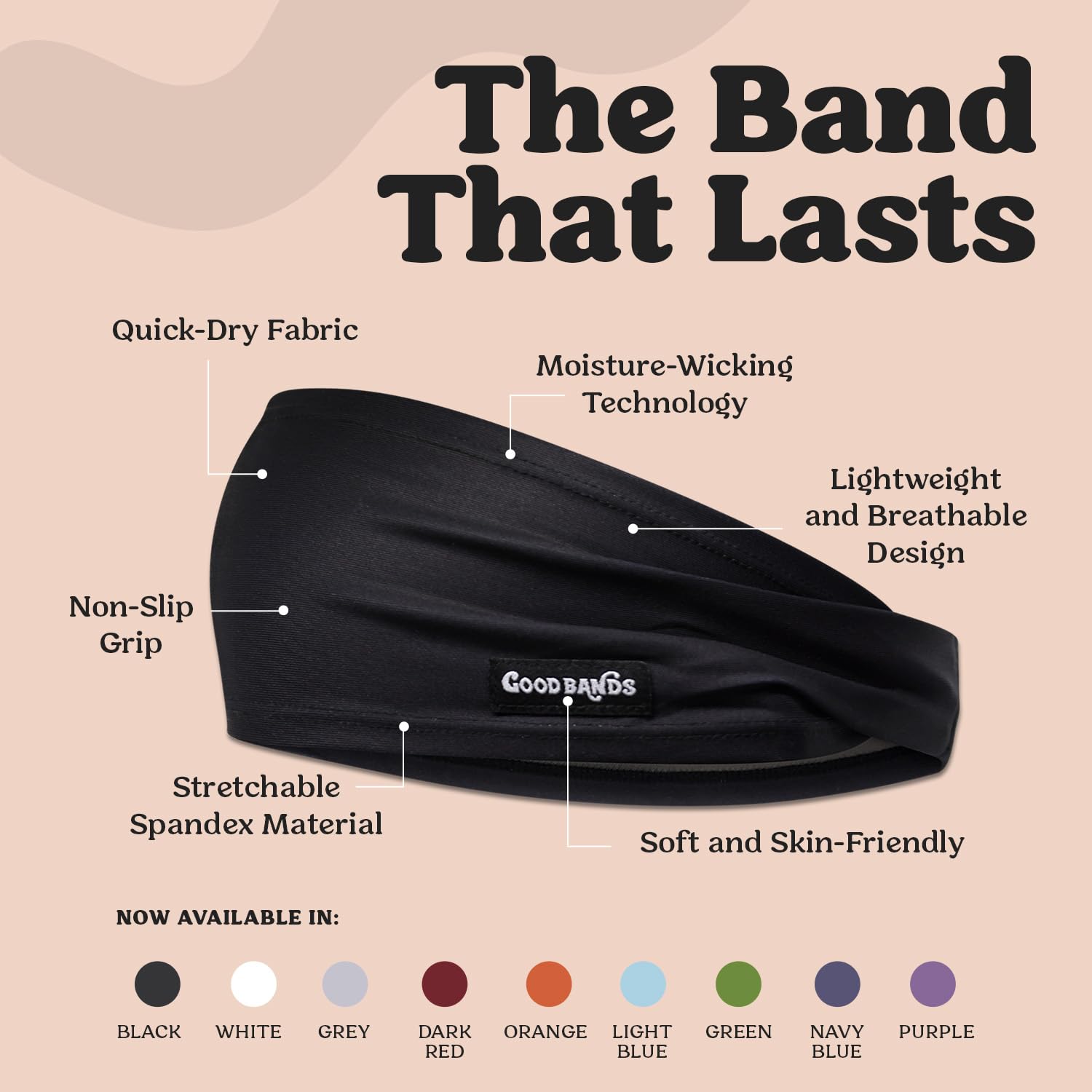 Good Bands Sweat Headbands for Men and Women, Non Slip Workout Sweatband