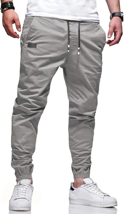 Men Joggers Chino Cargo Pants Hiking Outdoor Recreation Pants Twill Fitness Track Jogging Pants