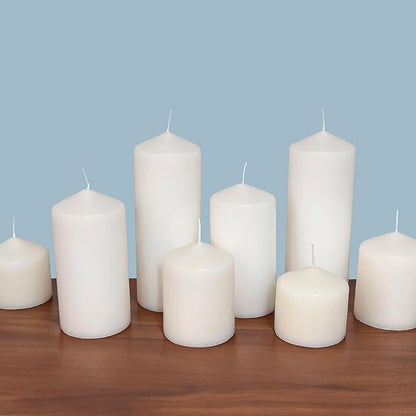 Stonebriar Unscented White Tall Pillar Candles, 65 Hour Burning Candle Pillars, Perfect for Decor, Weddings, Emergencies 3" X 6", 6 count
