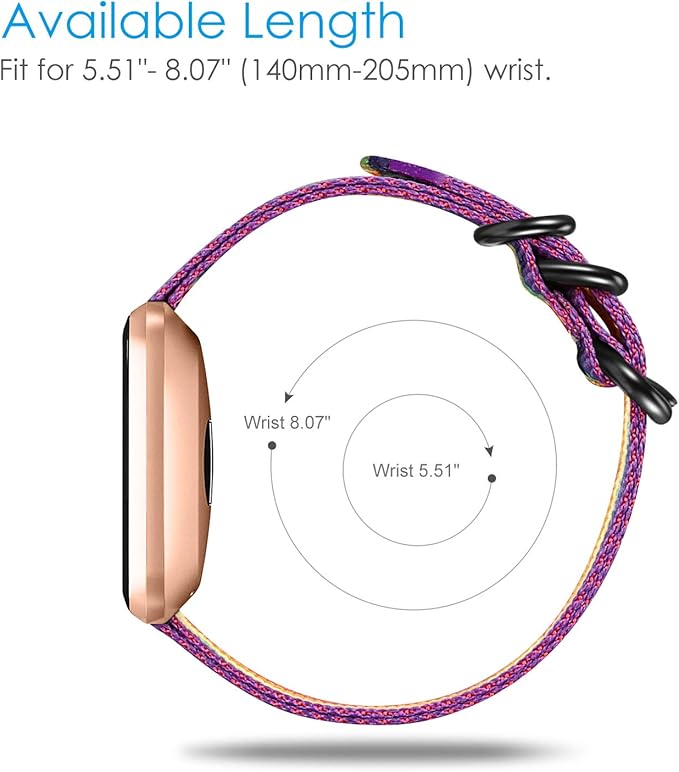 FINTIE Bands Compatible with Fitbit Versa 2/1 / Lite Edition, Soft Nylon Replacement Strap Wristband Accessories (Colorful)