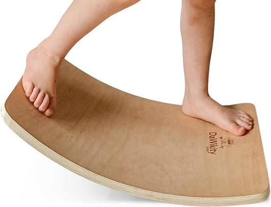 Balance Board - Wooden Wobble Board for Kids - Compact Balancing Trainer - Poplar Core - Eco-Coating - Sensory Motor Development - Core Strengthening - 17x12x3", Up to 480 lbs Capacity