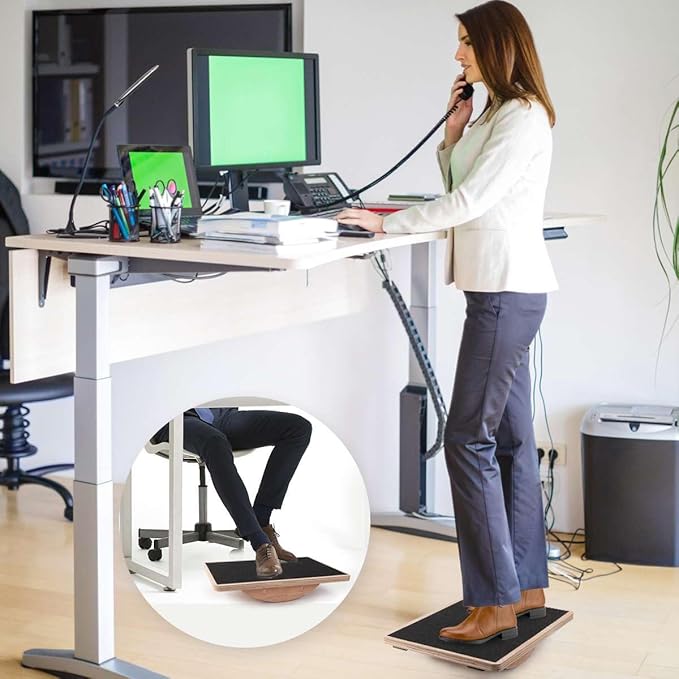 Wooden Wobble Board for Adults - Anti-Slip Balance Board for Stand-Desk Core Strength Therapy