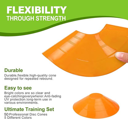 Ashsajkd(Set of 25/50/100 - Agility Soccer Cones with Carry Bag and for ï¼?Football Cones for TrainingFootball, Basketball, Coaching, Agility Cones for Indoor and Outdoor Games