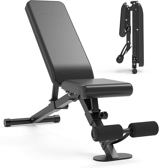 leikefitness Adjustable Weight Bench Foldable Workout Exercise Bench with Automatic Lock for