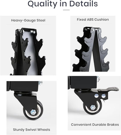 LIONSCOOL Premium Solid Steel Dumbbell Rack Stand Only, A-Frame Portable Weight Storage Organizer with Optional Tray and Wheels, Perfect for Home Gym Fitness Storage (200LBS/300LBS/700LBS Weight Capacity Available)