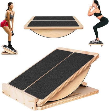 2-in-1 Fitness Slant Board for Calf Stretching Adjustable Incline Board for Mobility, Rehab, Yoga, Pilates, Planter Fasciitis Calf Stretcher Balance Board for Feet Heel Ankle ??Portable