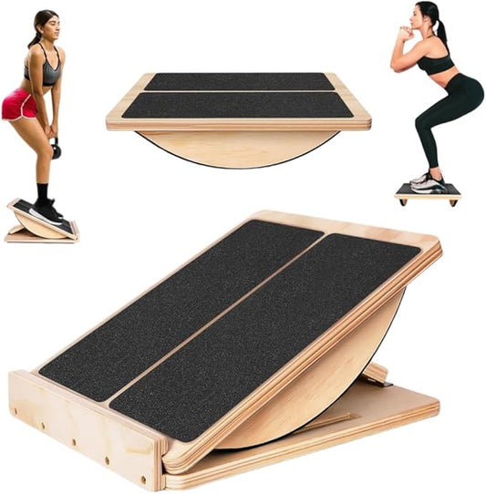 2-in-1 Fitness Slant Board for Calf Stretching Adjustable Incline Board for Mobility, Rehab, Yoga, Pilates, Planter Fasciitis Calf Stretcher Balance Board for Feet Heel Ankle ??Portable