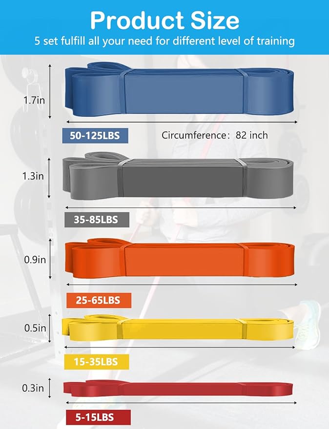 Pull Up Bands, Resistance Bands, Pull Up Assistance Bands Set for Men & Women, Exercise Workout Bands for Working Out, Body Stretching, Physical Therapy, Muscle Training