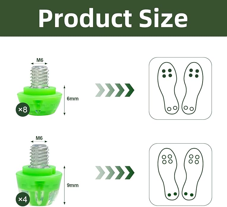 Soccer Cleat Studs, Replacement TPU Football Spikes with Wrench, Lightweight & Durable for Adidas Firm Ground Boots, M6 Thread 8x6mm + 4x9mm, 12PCS