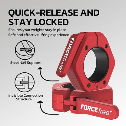 Barbell Clips (Pair), Barbell Clamps, Quick Release Olympic Barbell Clamps with Anti Slip TPR Grip, Barbell Collars for Secure Weightlifting & Powerlifting (Black) (NO MAG, Black)