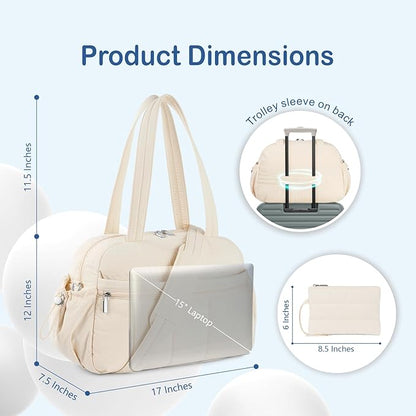 TOPDesign Travel Duffel Bag for Women, Puffer Gym Bag Sports Tote with Wet Pocket, Carry On Weekender with Luggage Sleeve (Peony)