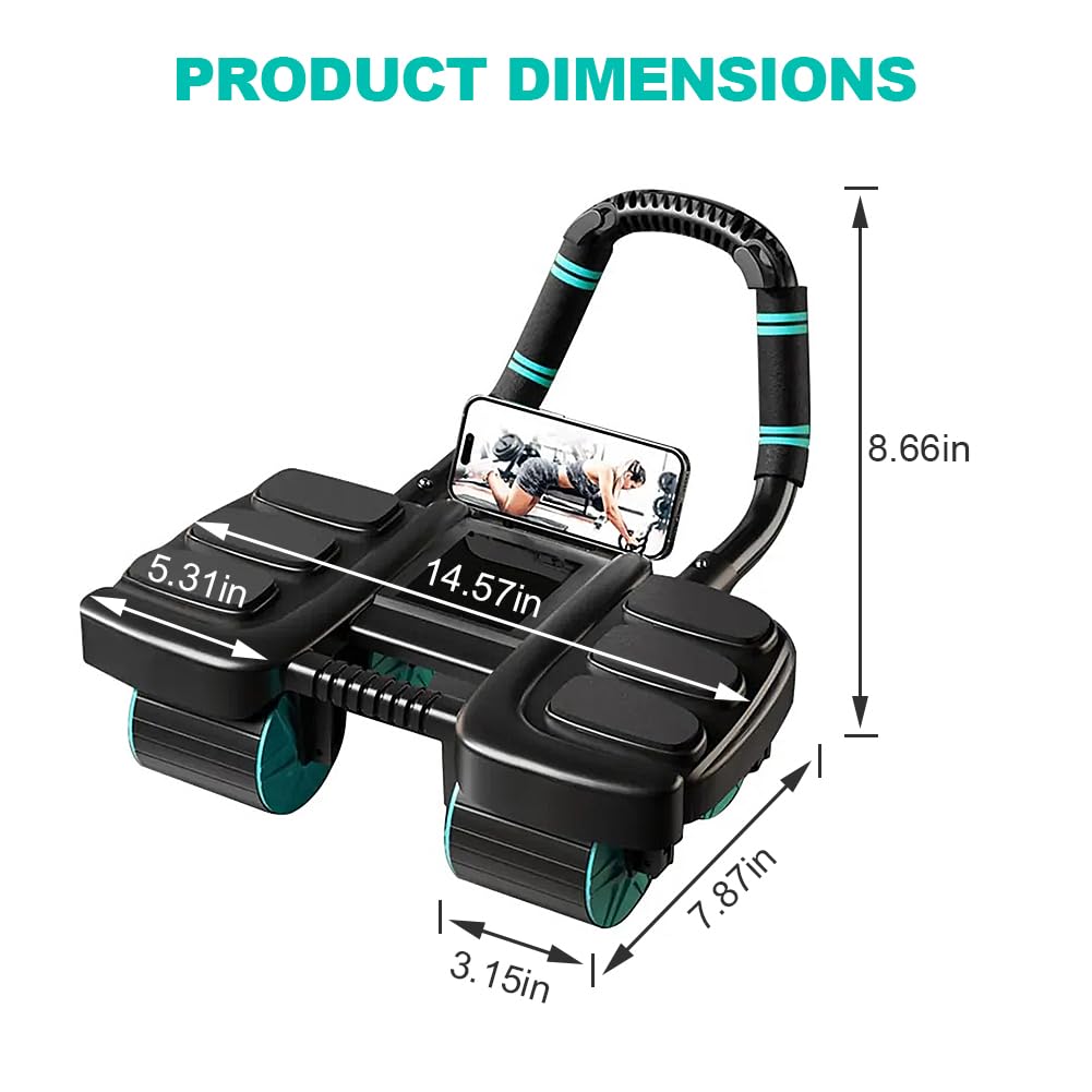 Four-wheel Automatic Rebound Ab Roller Wheel with Elbow Support, Abdominal Wheel Core Exercise