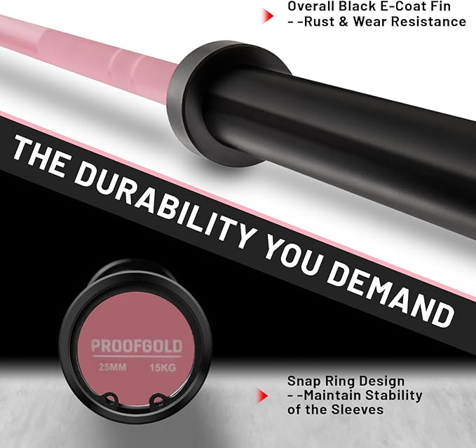 PROOFGOLD 6.6ft/7ft Olympic Barbell Bar 35Lb(15kg)/45LB(20kg) Barbell,Bench Press Bar for Squats and Deadlifts,Olympic Weight Bar for Home Gym,Womens Mens barbell(2inch),500LB/700LB/1000LB