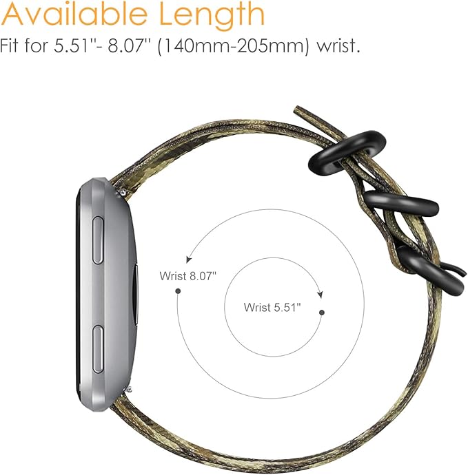 FINTIE Bands Compatible with Fitbit Versa 2/1 / Lite Edition, Soft Nylon Replacement Strap Wristband Accessories (Camo)