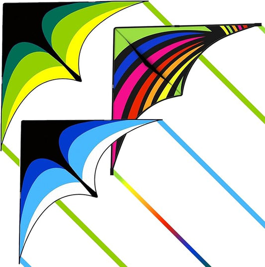 Mint's Colorful Life 3 Pack Delta Kites for Kids & Adults, Easy to Fly Large Kite Set for