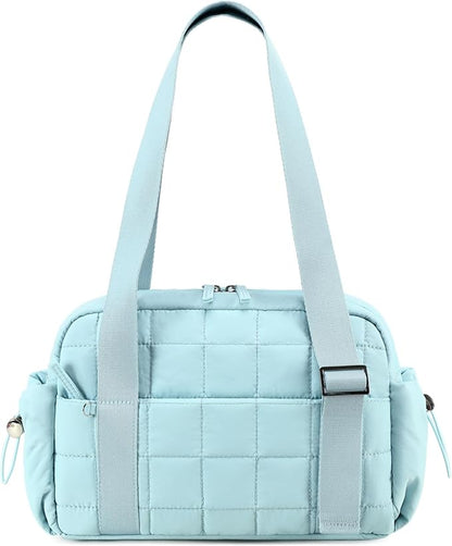 CAMTOP Mini Gym Bag for Women, Small Gym Tote Bag Puffy Quilted Sports Duffel Bag with Wet Compartment and Coin Purse Duffel Bags Dance Yoga Workout Bag