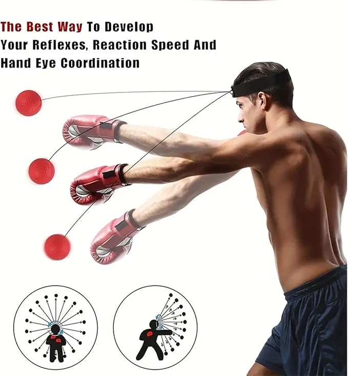 4 Difficulty Levels Boxing Reflex Ball with 1 Adjustable Headbands,MMA Training Equipment,Punching Ball,Perfect for Fight Reaction,Hand Eye Coordination,Punching Speed,Agility, for Adults and Kids