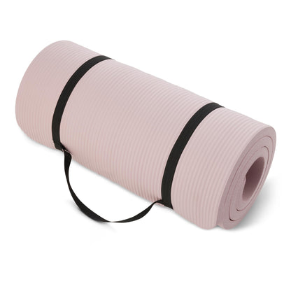 Amazon Basics 1-Inch Extra Thick Memory Foam Workout Exercise Yoga Mat with Carrying Strap
