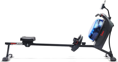 Sunny Health & Fitness Elite Water Rowing Machine with High Dynamic Resistance Vertical Tank, Low-Impact Full-Body Workout and Optional Free SunnyFit App Connectivity