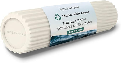 Oceanfoam Soft Tidal Roller (Natural) - Low Density Foam Roller for Physical Therapy, Back Pain, Exercise & Stretching - Wave Textured - Yoga, Athletics, & Wellness - Full Size, 20" x 5"
