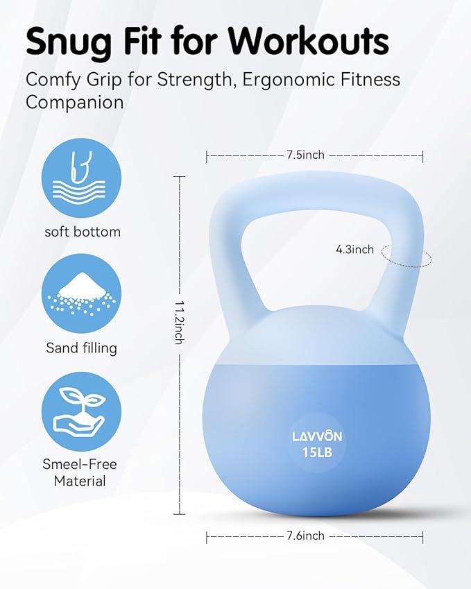 Soft Kettlebell - Cushioned Impact-Resistant Base and Anti-Slip, Kettle bell Anti-Slip Grip Weight for Home Workouts, Safe Strength Training Kettlebells Sets for Women & Men, With Non-slip Gloves