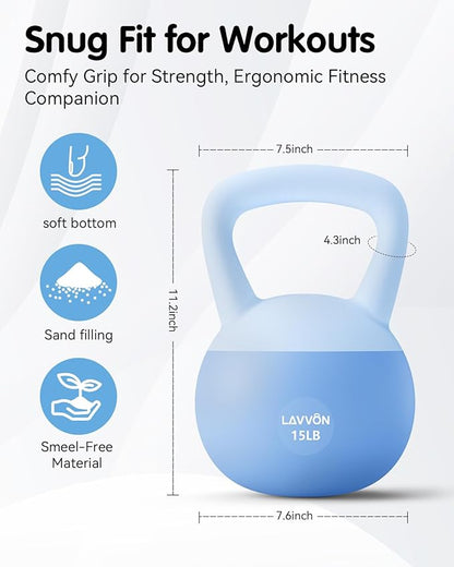 Soft Kettlebell - Cushioned Impact-Resistant Base and Anti-Slip, Kettle bell Anti-Slip Grip Weight for Home Workouts, Safe Strength Training Kettlebells Sets for Women & Men, With Non-slip Gloves