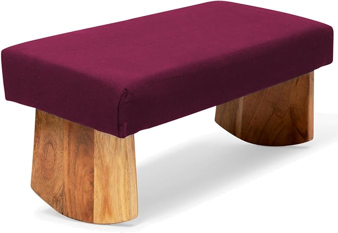 Meditation Bench (Burgundy), Seiza, Sustainable Acacia Wood with Curved Bottom Edges for The Perfect Posture, Meditation Stool, Prayer Bench, Meditation Chair, Yoga Stool