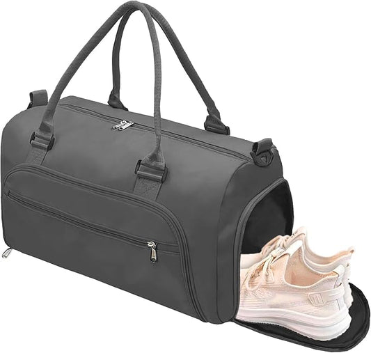 woogwin Small Gym Bag for Men & Women with Shoes & Wet Compartment Waterproof Duffle Bag for Travel