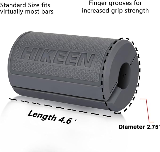 Hikeen Thick Bar Dumbbell Grips,Non Slip Hard Rubber Barbell Grips,Grips for Weight Lifting, Muscle Building-1.77", 2", 2.25" & 2.75" Outer Diameter