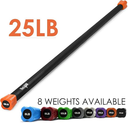 Yes4All Total Body Workout Weighted Bar, Resistance Band Bar, Racks for Strength Training, Exercise Bar for Yoga in Home and Gym - Single/Combo