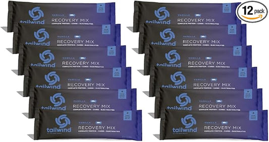 Tailwind Nutrition Recovery Mix, 20 Grams Complete Protein, Carbohydrates, and Electrolytes Powder Drink Mix for Post-Workout, Free of Gluten, Soy, and Dairy, Vegan, 12 Servings, Vanilla