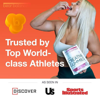 Creatine Gummies for Men & Women - Creapure® Creatine Monohydrate, L-Theanine, L-Tyrosine & B12 for Muscle Growth, Strength, Focus, Energy & Health - Low Calorie, Sugar-Free, & Vegan