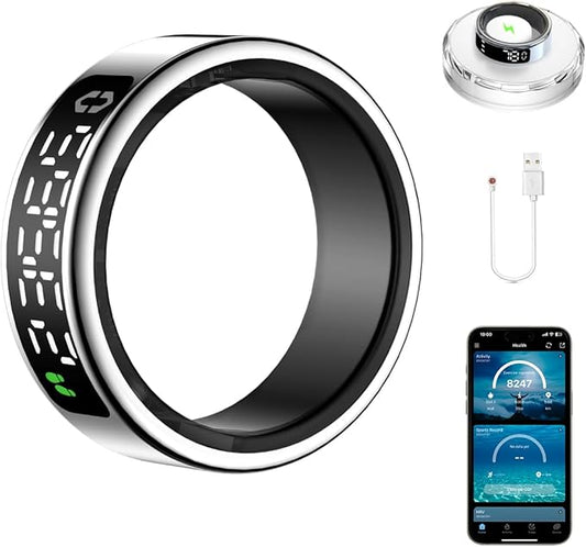 Smart Health Ring with Screen,for Women Men Fitness Tracker Heart Rate, Blood Oxygen, HRV, Sleep