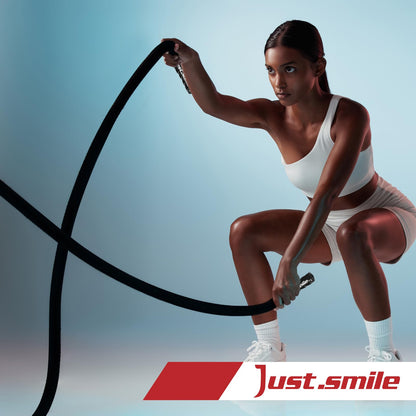 Just.smile Fitness Battle Rope, 30ft Length, 1.5"" Diameter, Battle Rope with Cloth Sleeve-Heavy