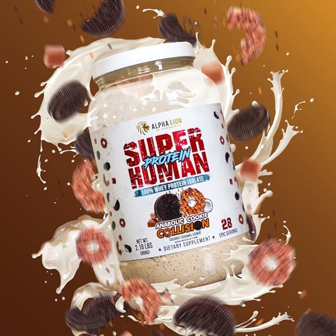 ALPHA LION Superhuman Whey Protein Powder, Great Tasting Pure Whey Protein Isolate, Low Carb, Low Sugar, No Bloat Post Workout, Muscle Recovery & Growth (28 Servings, Cookie Collision)