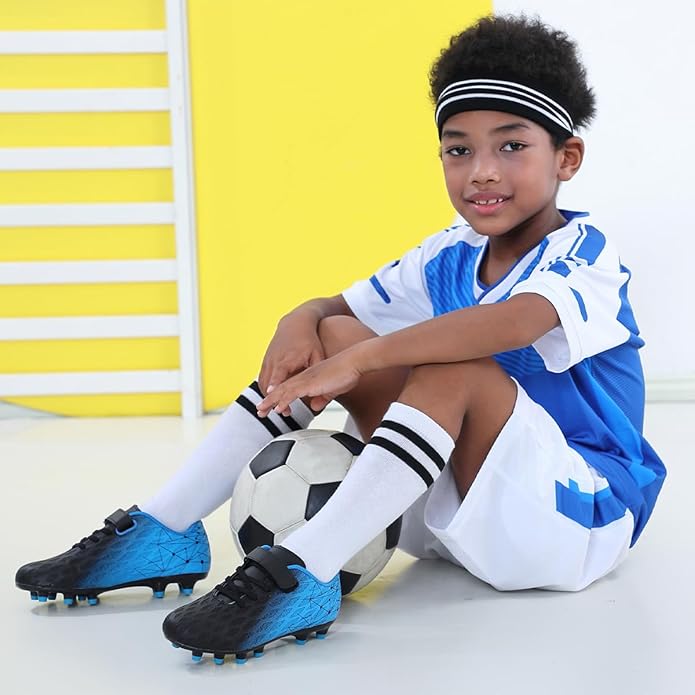 brooman Kids Firm Ground Soccer Cleats Boys Girls Athletic Outdoor Football Shoes