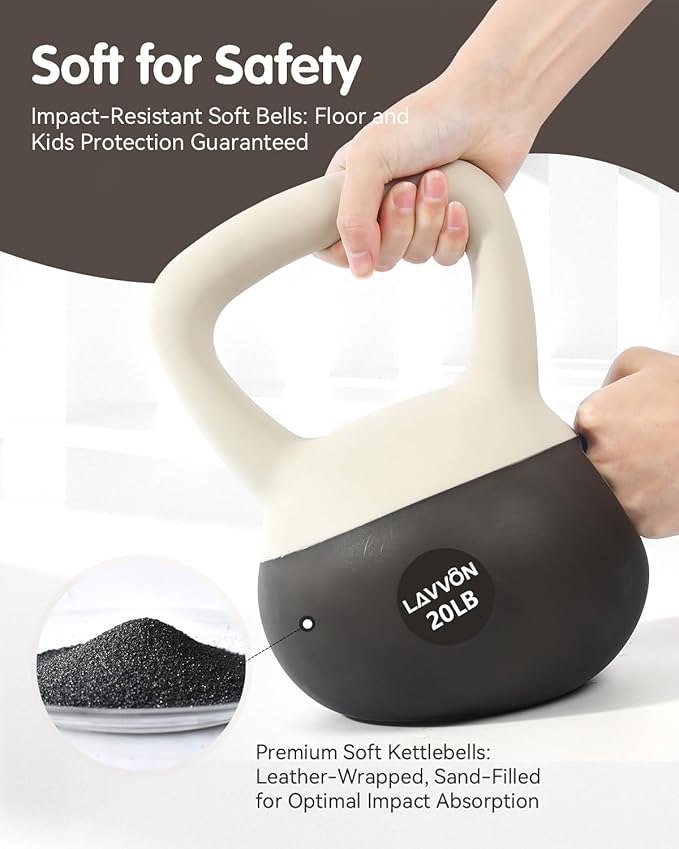 Soft Kettlebell - Cushioned Impact-Resistant Base and Anti-Slip, Kettle bell Anti-Slip Grip Weight for Home Workouts, Safe Strength Training Kettlebells Sets for Women & Men, With Non-slip Gloves